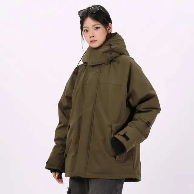 星际者 基础款加厚连帽宽松户外防风防寒保暖外套羽绒服 男女同款