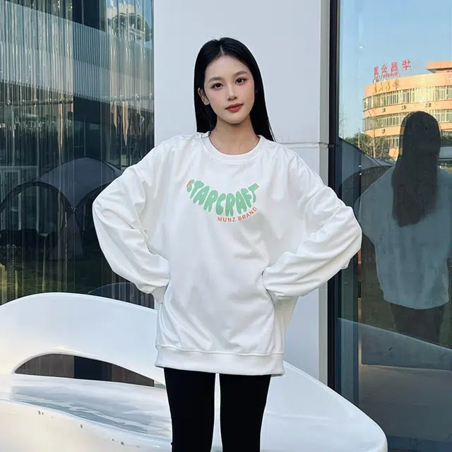 星际者 简约字母印花宽松圆领卫衣 男女同款 加绒加厚可选
