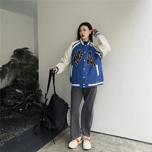 星际者 趣味字母印花宽松休闲夹克外套 男女同款