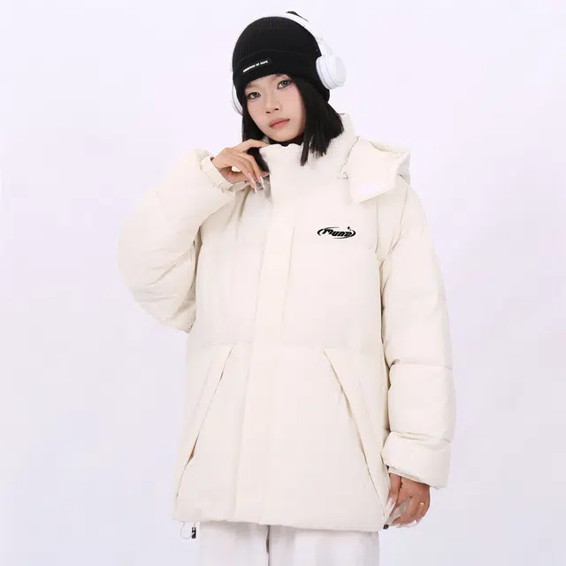 星际者 美式复古大口袋纯色百搭宽松休闲加厚连帽简约保暖棉服 男女同款