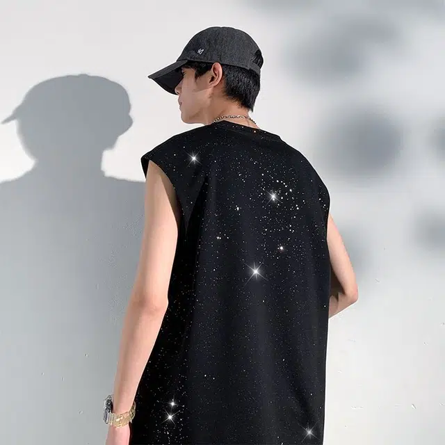 星际者 简约经典基础款百搭跑步健身吸汗透气亲肤宽松无性别主义满天星圆领无袖背心 男女同款