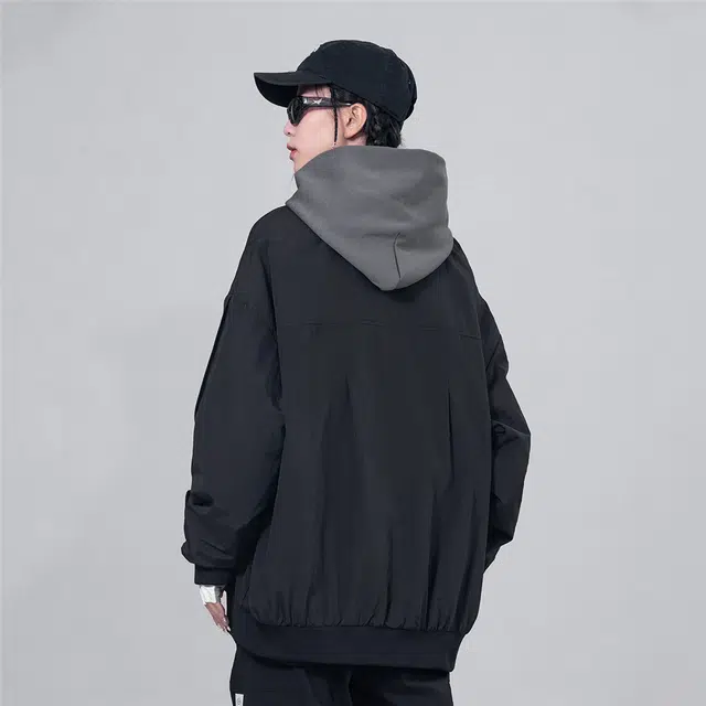 星际者 宽松休闲工装风夹克外套 男女同款 黑色