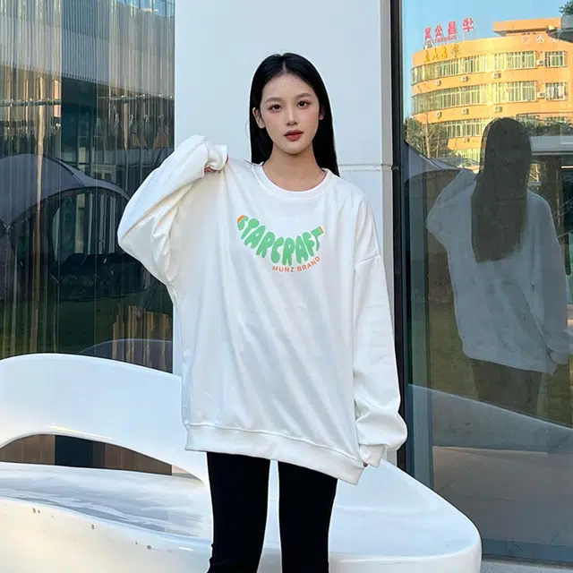 星际者 简约字母印花宽松圆领卫衣 男女同款 加绒加厚可选