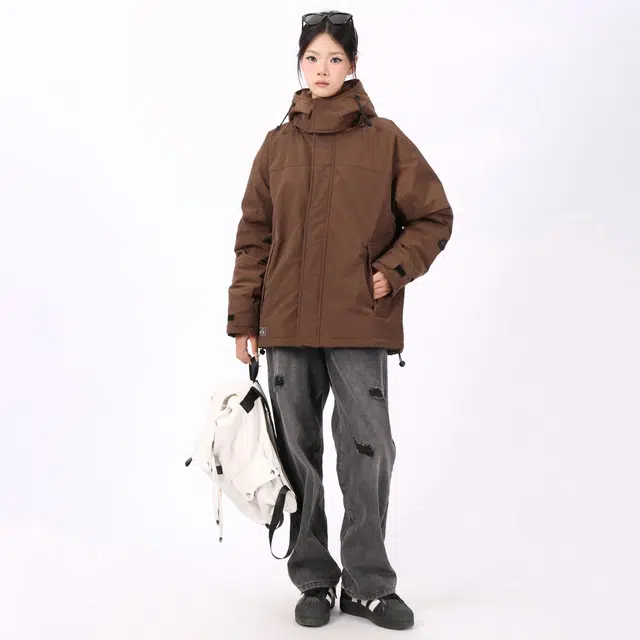 星际者 基础款加厚连帽宽松户外防风防寒保暖外套羽绒服 男女同款