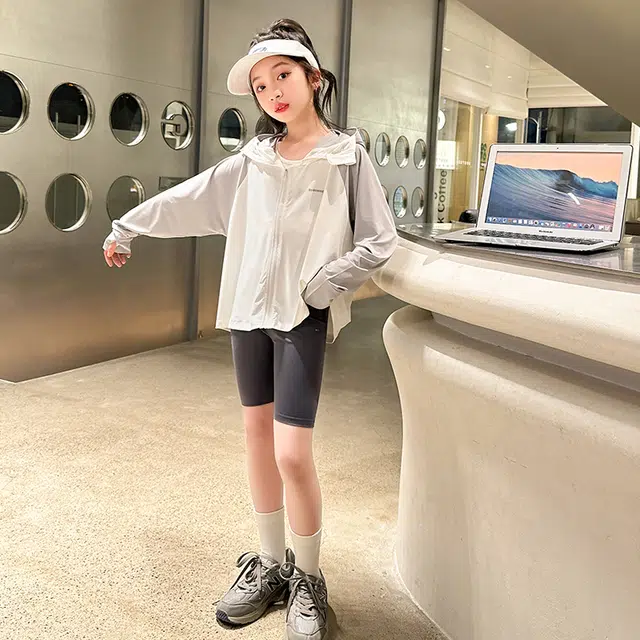 迷乐童堡 童装 儿童防晒衣夏季薄款透气防紫外线女大童冰丝防晒外套 女童