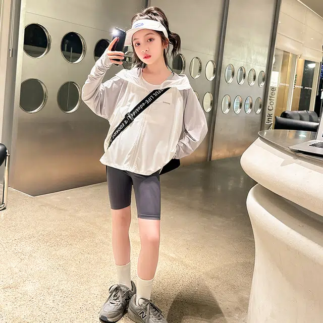迷乐童堡 童装 儿童防晒衣夏季薄款透气防紫外线女大童冰丝防晒外套 女童