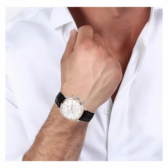 Maserati Quartz Leather Strap Watch White Dial