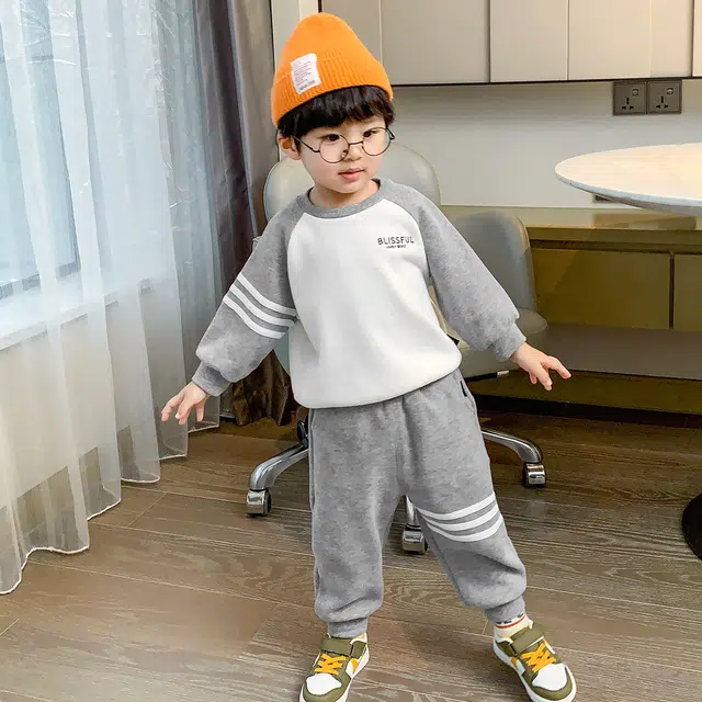 嘟嘟家 童装 拼接上衣束脚裤婴幼儿套装 婴童