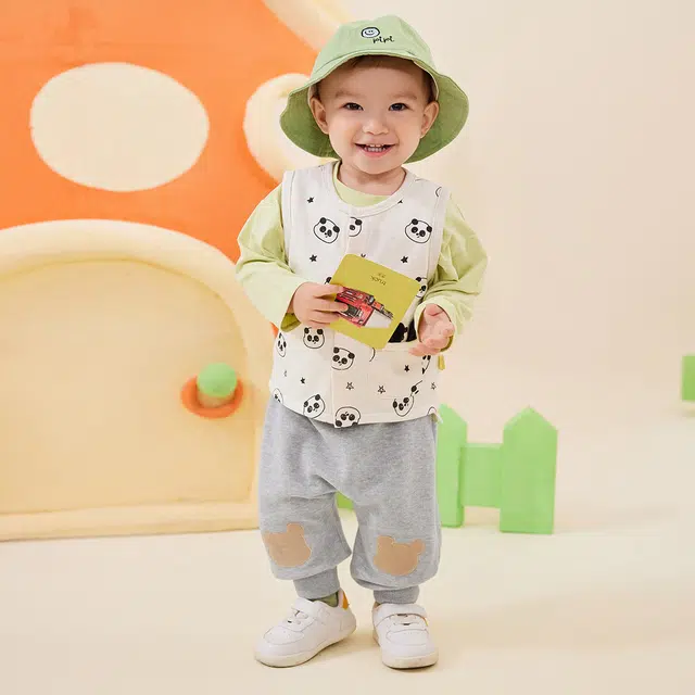 中小童 嘟嘟家 卡通贴标松紧腰宽松束脚长裤