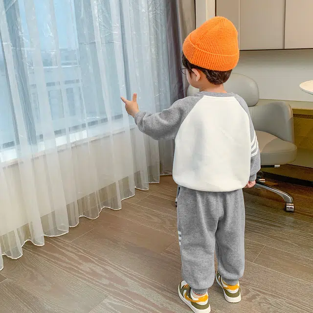 嘟嘟家 童装 拼接上衣束脚裤婴幼儿套装 婴童