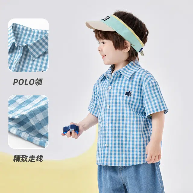 儿童款 嘟嘟家 休闲舒适简约百搭短袖衬衫