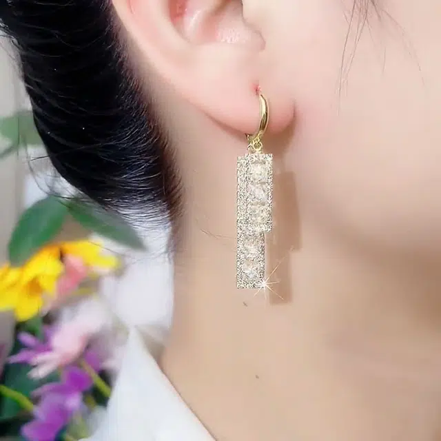 阡陌 几何形轻奢 独特长款 小众设计饰品 合金 耳环 女款