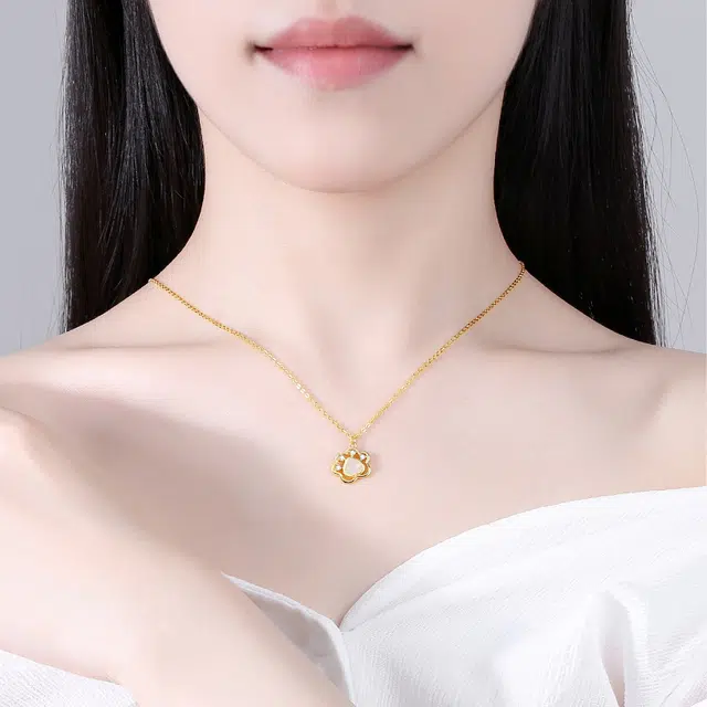 阡陌 可爱萌爪新中式国潮国风 甜美轻奢简约百搭优雅温柔 玉髓 项链 女款