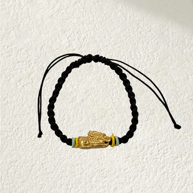 阡陌 金貔貅手绳 新中式国潮砂面金色龙纹貔貅手绳精致简约时尚百搭 男友礼盒 合金 手链 男女同款情侣款