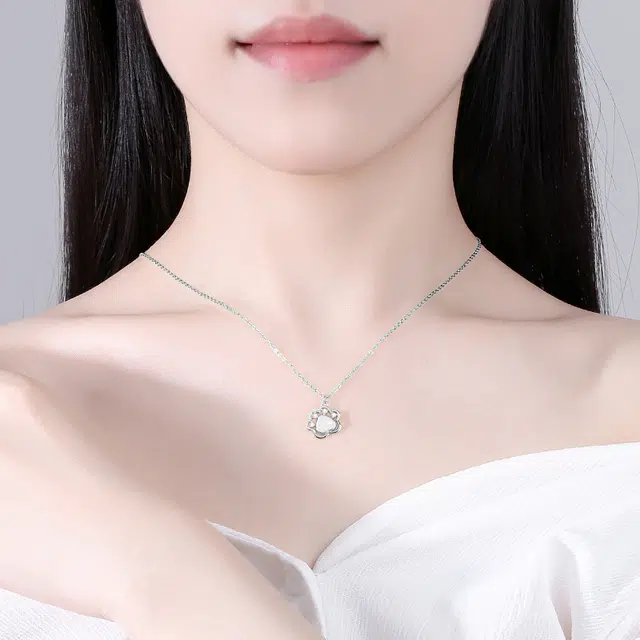 阡陌 可爱萌爪新中式国潮国风 甜美轻奢简约百搭优雅温柔 玉髓 项链 女款