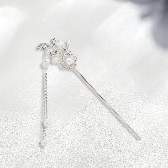 阡陌 铃兰花古风步摇流苏珍珠  新中式簪子汉服配饰发簪盘发丸子头饰花朵古风旗袍簪子简约高级感 发簪 女款