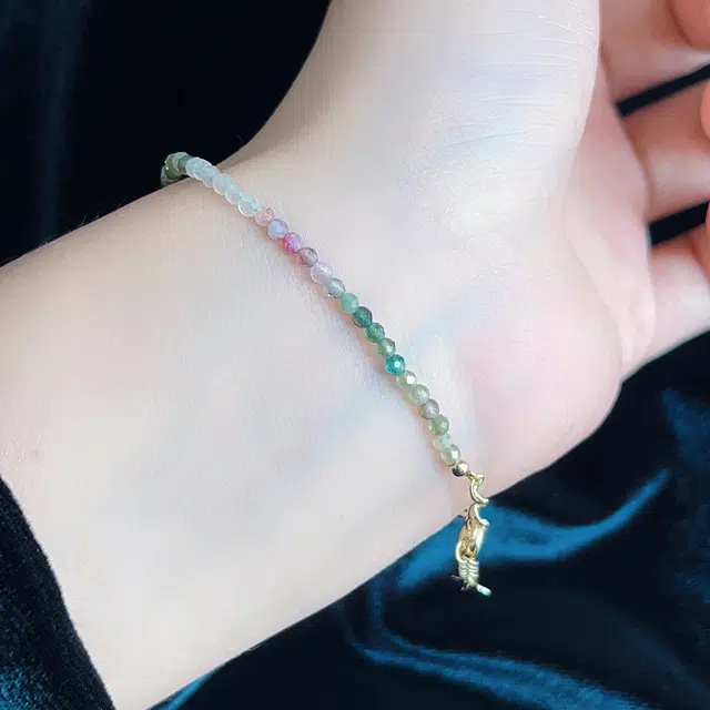 琳琯瑛 七色云彩迷你可爱圆珠 碧玺 玉石手串 女款 碧玺