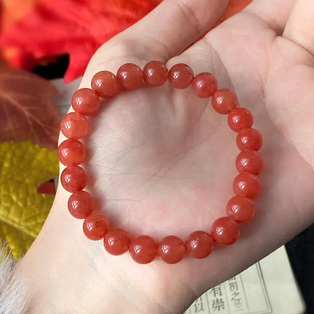 琳琯瑛新中式国风喜庆本命年圆珠子南红手串素圈古香古色手链女款