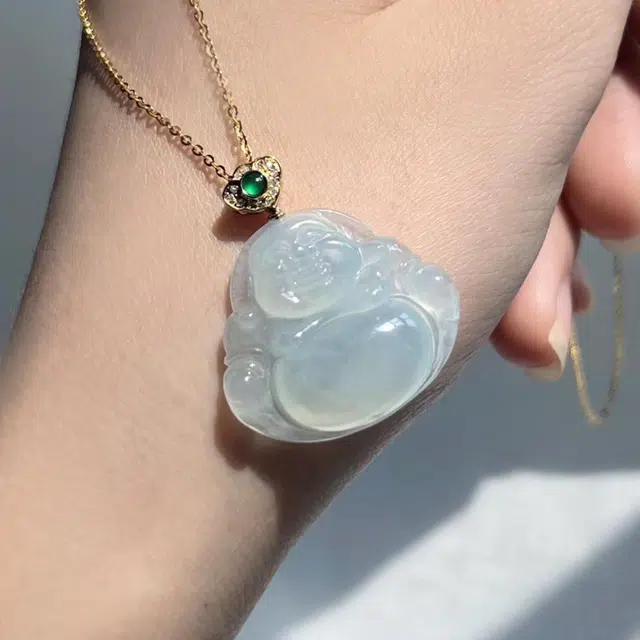 琳琯瑛 大肚笑佛 冰种 翡翠吊坠 女款