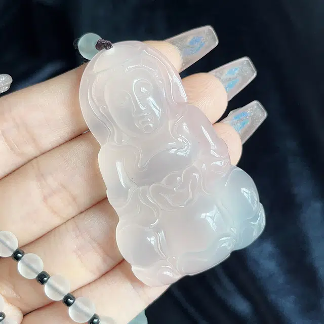 琳琯瑛 冰透荔枝 观音 玉髓 玉石吊坠 男女同款情侣款 玛瑙