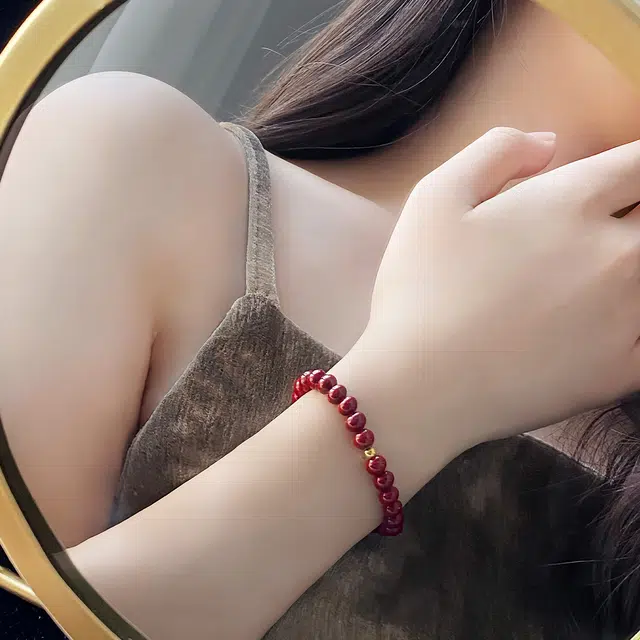 琳琯瑛 气质新中式国风小众设计款 再造辰砂朱砂 玉石手串 男女同款情侣款