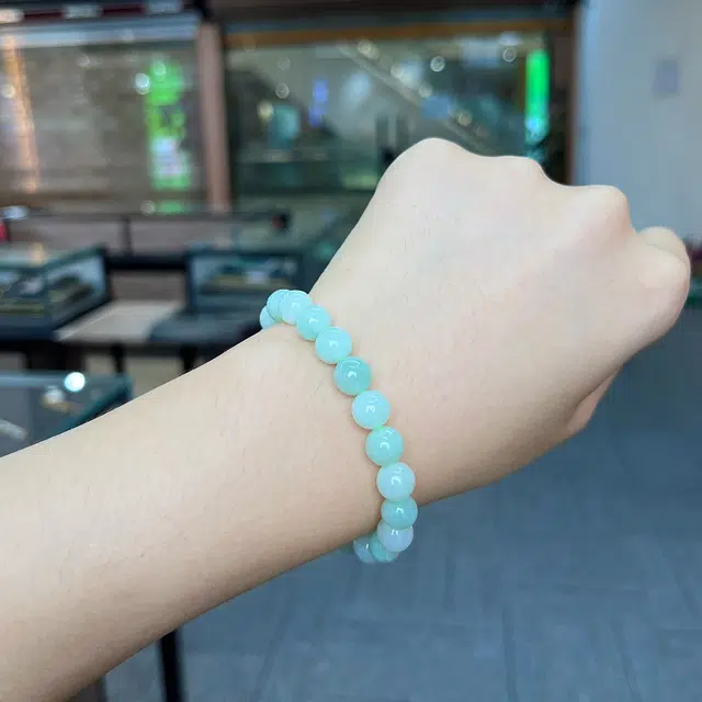 琳琯瑛 素圈本命年转运珠水润 糯种 圆珠翡翠手串 女款