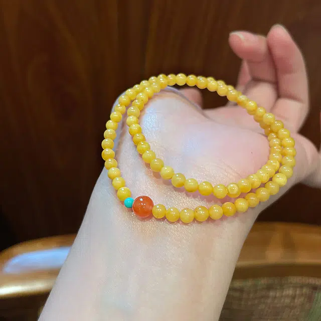 琳琯瑛 新中式国风小众设计高级感轻奢气质双圈 蜜蜡 手串 女款