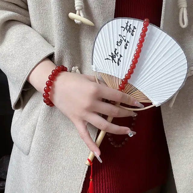 琳琯瑛 新中式国风红色气质喜庆款 玛瑙 耳钉手串项链三件套 女款