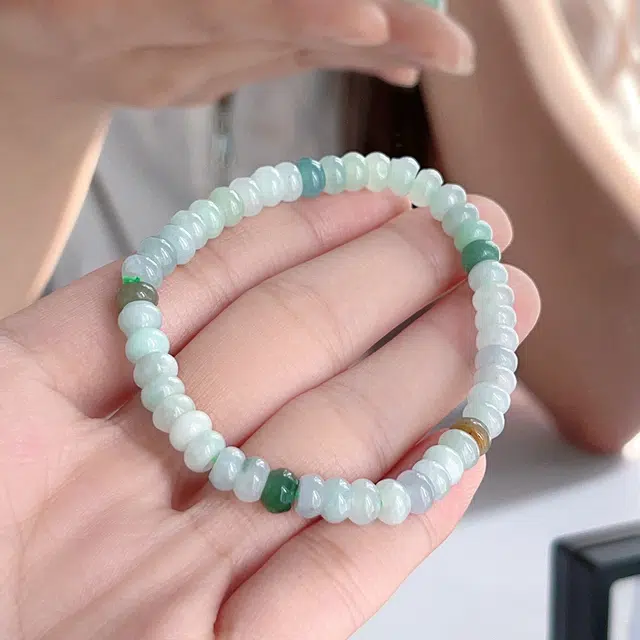 琳琯瑛 小众设计款少女款算盘珠 豆种 翡翠手串 女款