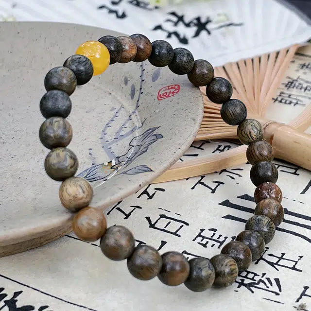 琳琯瑛 新中式国风 檀木 手串 男女同款情侣款 绿檀