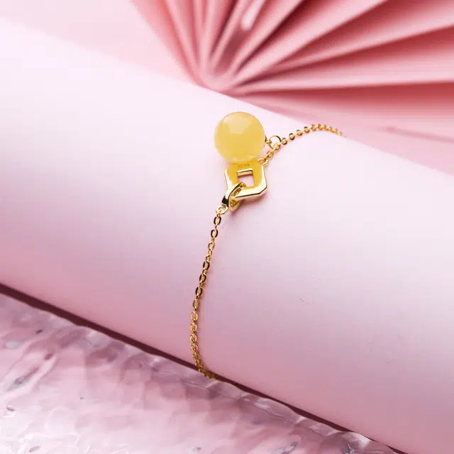 琳琯瑛 少女风国风 圆珠贝壳款 蜜蜡 玉石手链 女款 琥珀蜜蜡