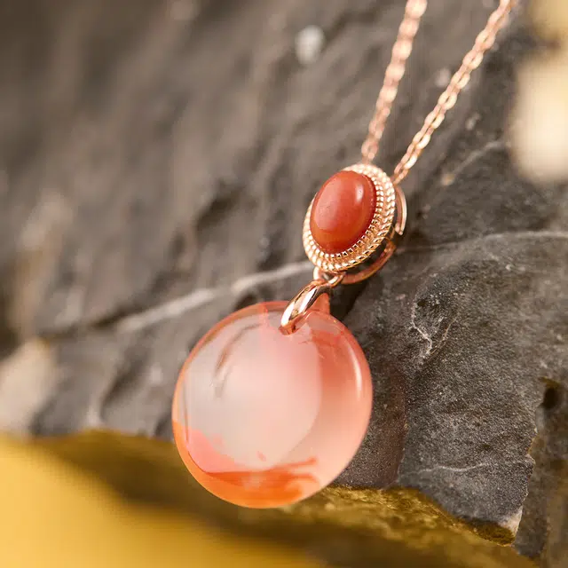 琳琯瑛 新中式国风小众设计款冰飘无事牌 南红 吊坠 女款