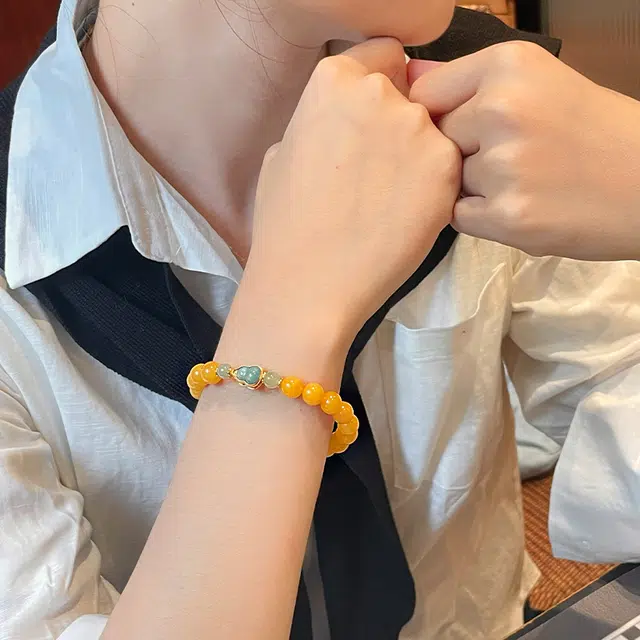 琳琯瑛 新中式国风小众设计 高级感轻奢气质招财葫芦福禄 蜜蜡 手串 女款