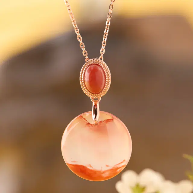 琳琯瑛 新中式国风小众设计款冰飘无事牌 南红 吊坠 女款