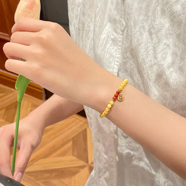琳琯瑛 新中式 国风 小众 设计 高级感轻奢气质招财 福禄葫芦 蜜蜡 手串 女款