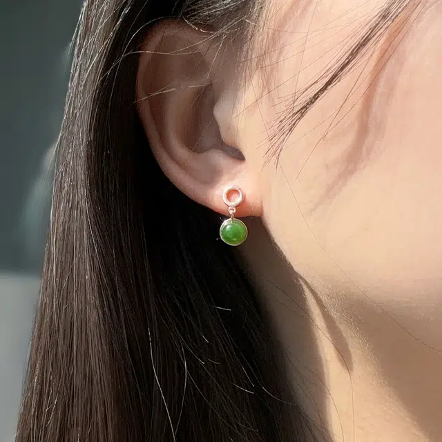 琳琯瑛 绿蛋小滴溜极简风 和田玉 耳环 女款