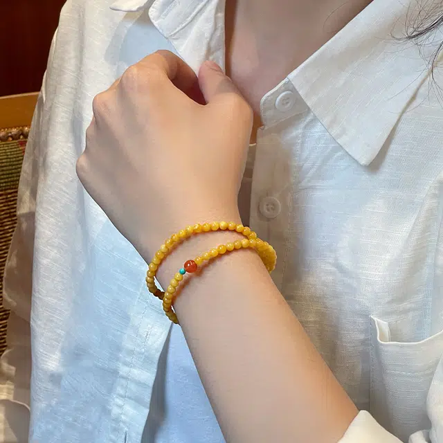 琳琯瑛 新中式国风小众设计高级感轻奢气质双圈 蜜蜡 手串 女款
