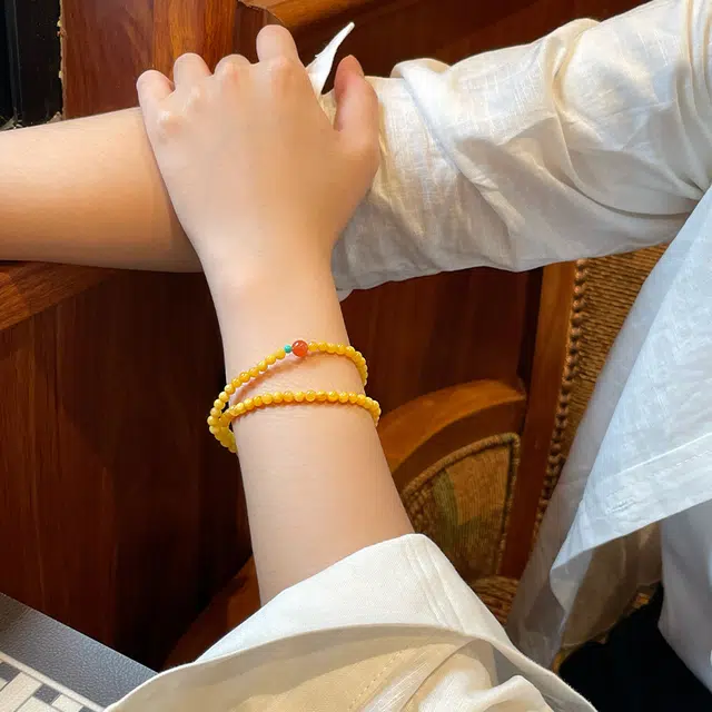 琳琯瑛 新中式国风小众设计高级感轻奢气质双圈 蜜蜡 手串 女款