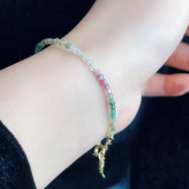琳琯瑛 七色云彩迷你可爱圆珠 碧玺 玉石手串 女款 碧玺
