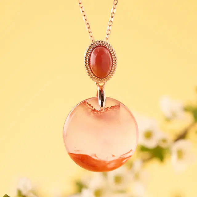 琳琯瑛 新中式国风小众设计款冰飘无事牌 南红 吊坠 女款