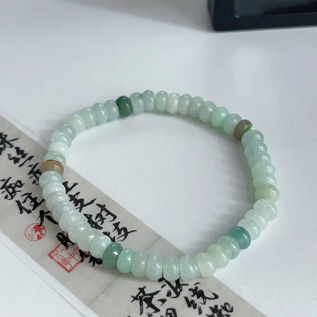 琳琯瑛 小众设计款少女款算盘珠 豆种 翡翠手串 女款