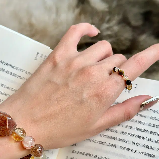 琳琯瑛 金霸大综合天然 多色水晶 戒指 女款