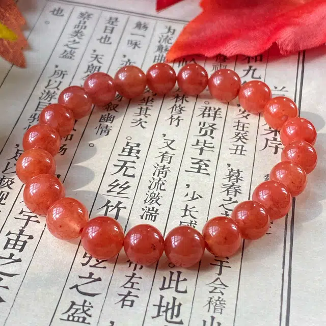 琳琯瑛新中式国风喜庆本命年圆珠子南红手串素圈古香古色手链女款