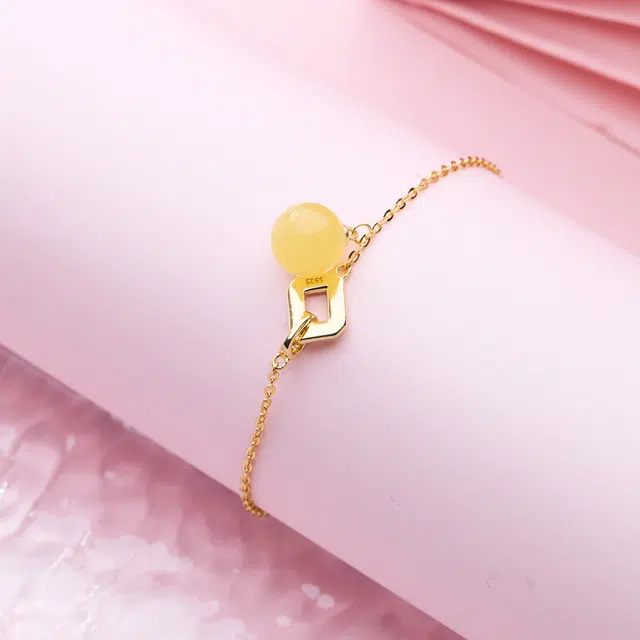 琳琯瑛 少女风国风 圆珠贝壳款 蜜蜡 玉石手链 女款 琥珀蜜蜡