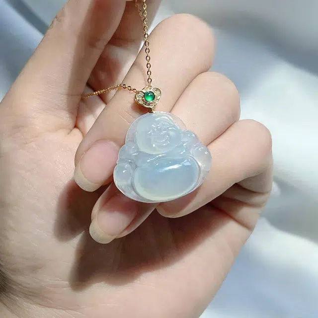 琳琯瑛 大肚笑佛 冰种 翡翠吊坠 女款