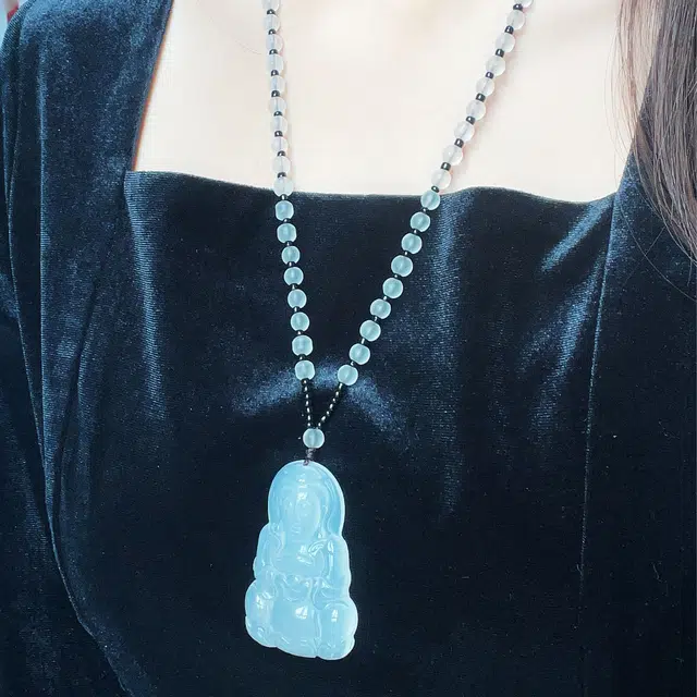 琳琯瑛 冰透荔枝 观音 玉髓 玉石吊坠 男女同款情侣款 玛瑙