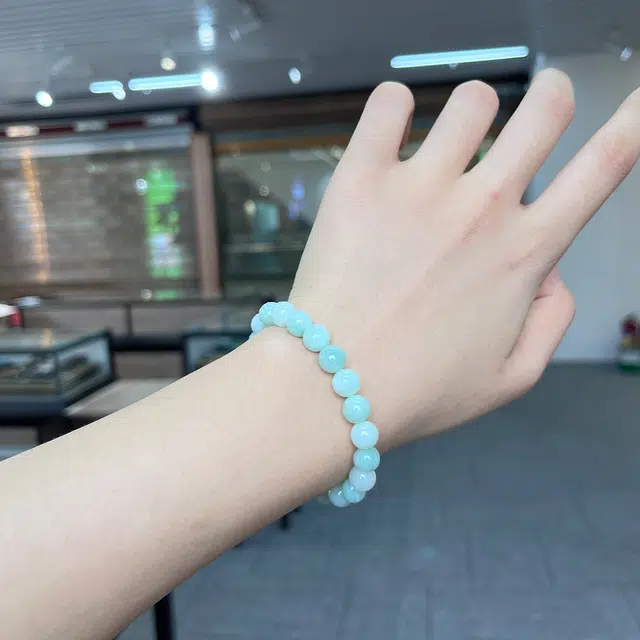 琳琯瑛 素圈本命年转运珠水润 糯种 圆珠翡翠手串 女款