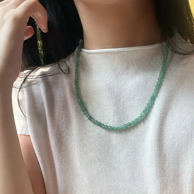 琳琯瑛 新中式 冰绿小米珠天然 非洲翠 项链 女款