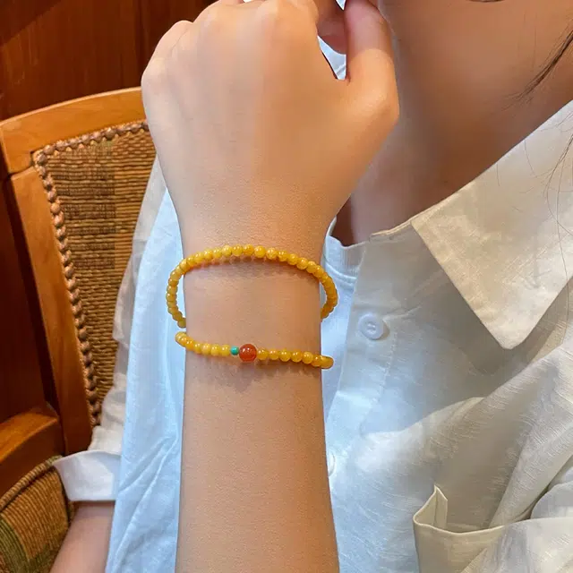 琳琯瑛 新中式国风小众设计高级感轻奢气质双圈 蜜蜡 手串 女款