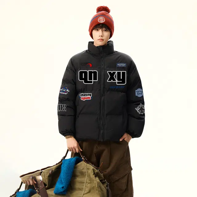 Qnxeey Vintage Badge Logo Jacket